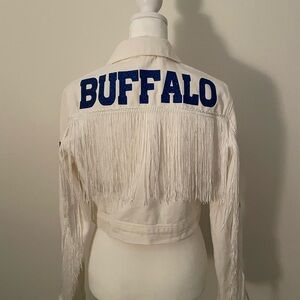 Buffalo Bills White Jean Jacket, Size Small, Never Worn!!